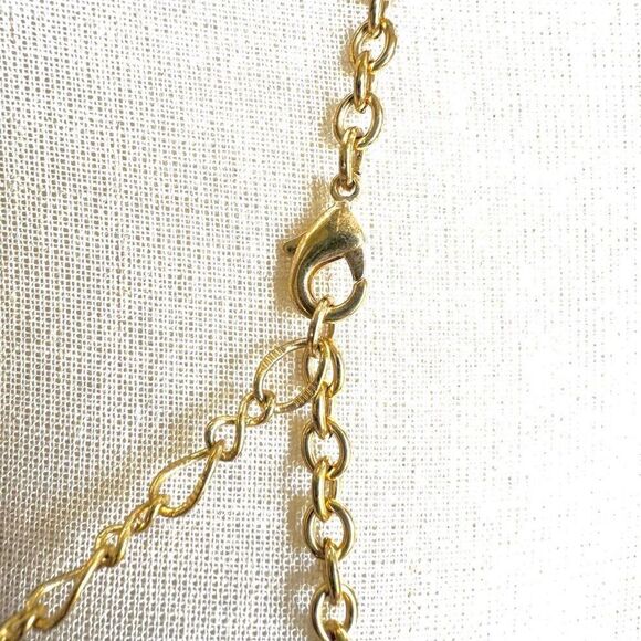 Orange gold tone beaded long necklace - Picture 4 of 5